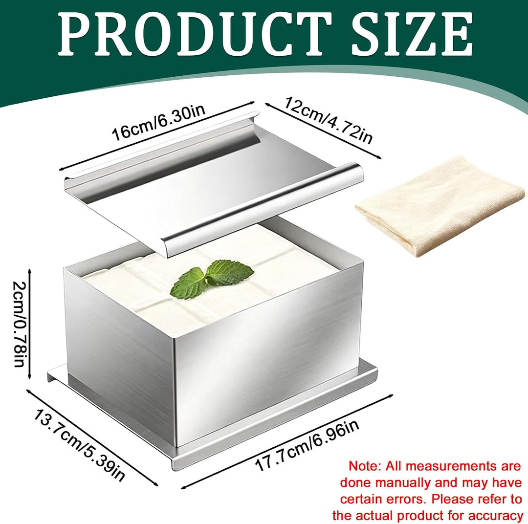 Tofupresse Edelstahl, Tofu Presse, 16x12x9cm Tofu Maker Mit Käsetuch, Tofu-Presse, Mit Mehreren Abla