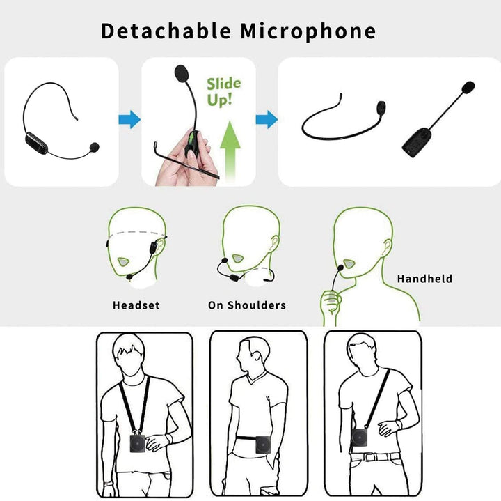 SHIDU Sprachverstärker Tragbarer Bluetooth Lautsprecher mit drahtlosem UHF Mikrofon Headset 10W 1800