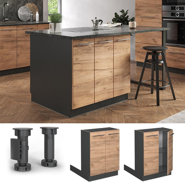 Vicco Kücheninsel Fame-Line, Goldkraft Eiche/Anthrazit, 60 cm ohne Arbeitsplatte Goldkraft Eiche Reg