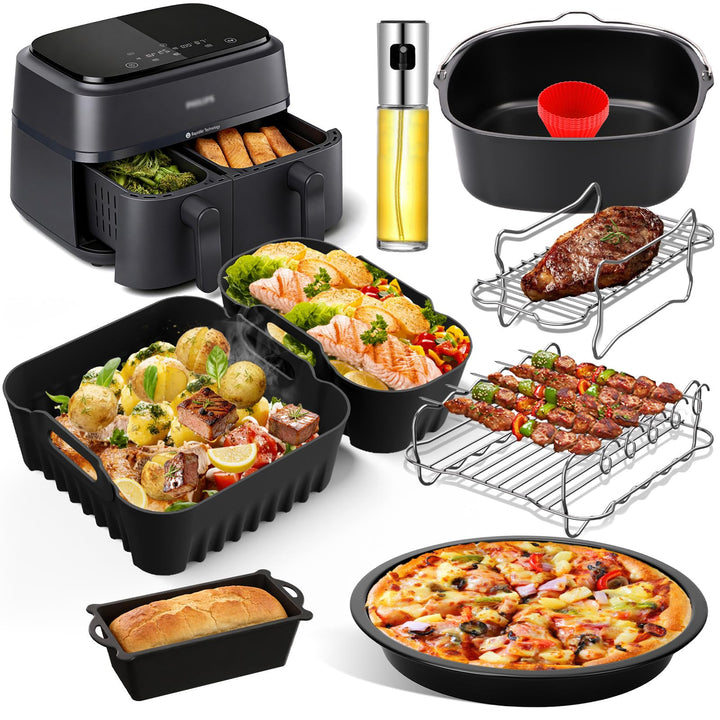 Airfryer Zubehör für Philips Airfryer Dual Basket 3000 Series 5000 Series, NA350/NA352/NA353, 9L, 2