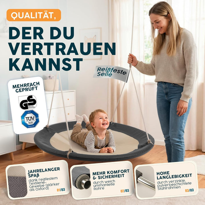 Nestschaukel Outdoor - [inkl. Abdeckhaube] - TÜV/GS geprüft - Höhenverstellbare Schaukel Outdoor und