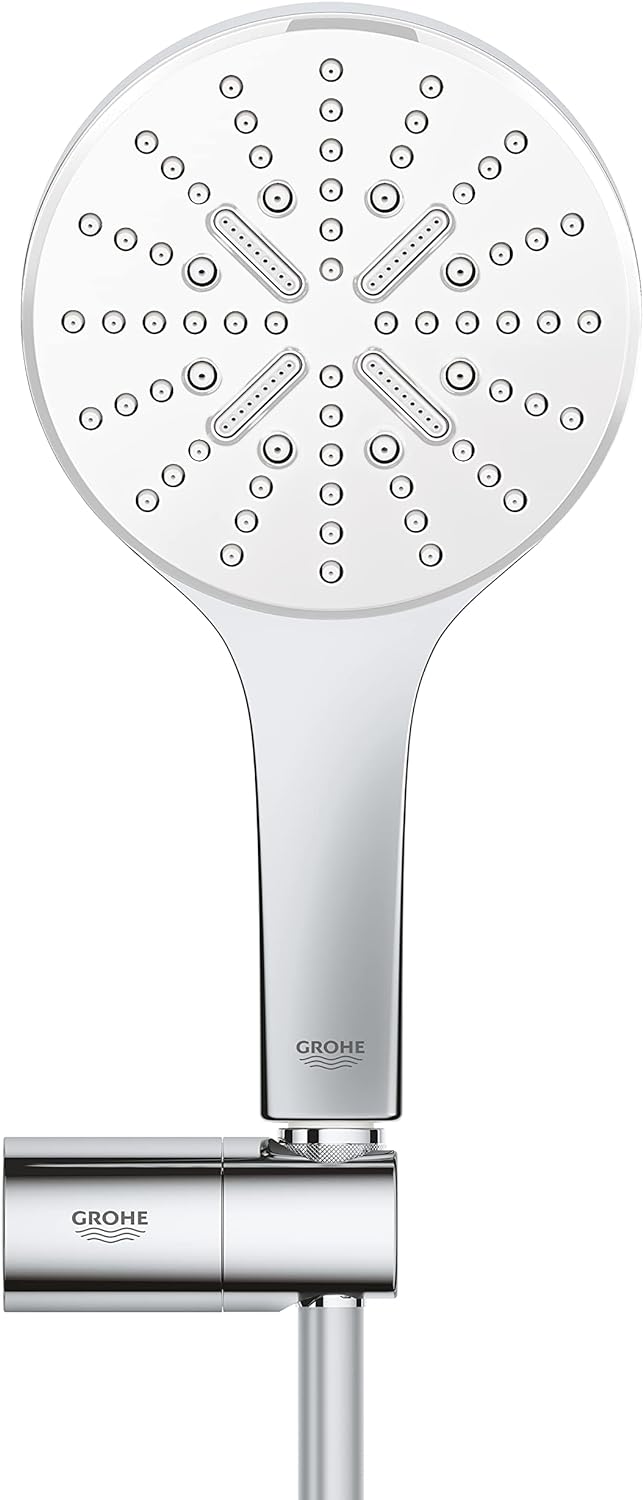 GROHE wassersparende Handbrause Duschkopf Set inkl. Wandhalter, Rainshower 130 SmartActive, EcoJoy,