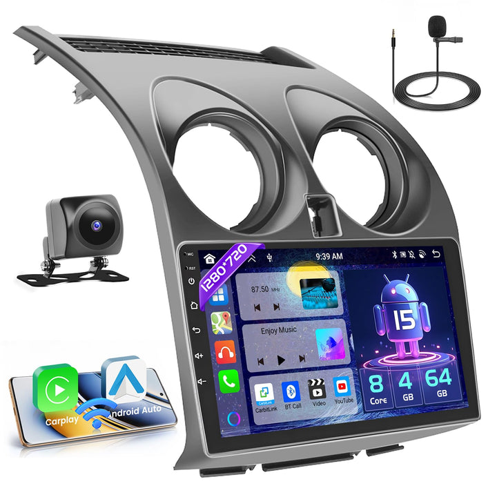 Hikity [8 Core 4+64GB] Android 15 Autoradio, für Nissan Qashqai J10 (2006-2016) Radio CarPlay Androi