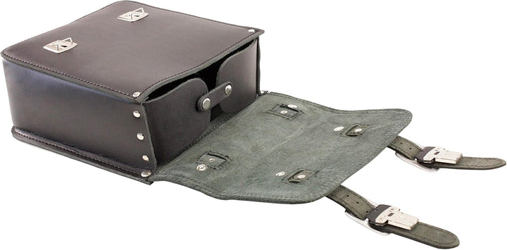 made4bikers Kleine Leder-Hecktasche mit Schnellverschluss-Gepäckträgertasche, Schwarz, passend für S