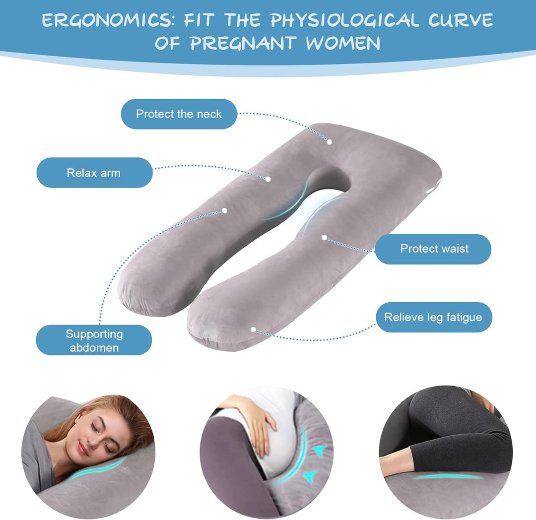 Lannvan Schwangerschaftskissen, U-förmiges Seitenschläferkissen zum Schlafen, Stillkissen XXL, 3KG B