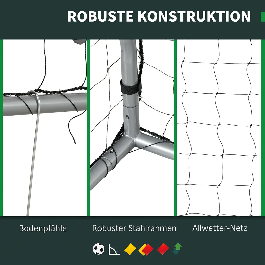 SPORTNOW Fussballtor mit PE-Netzgewebe, Fussball-Tor für Kinder und Erwachsene, Stahl, PE, für Garte