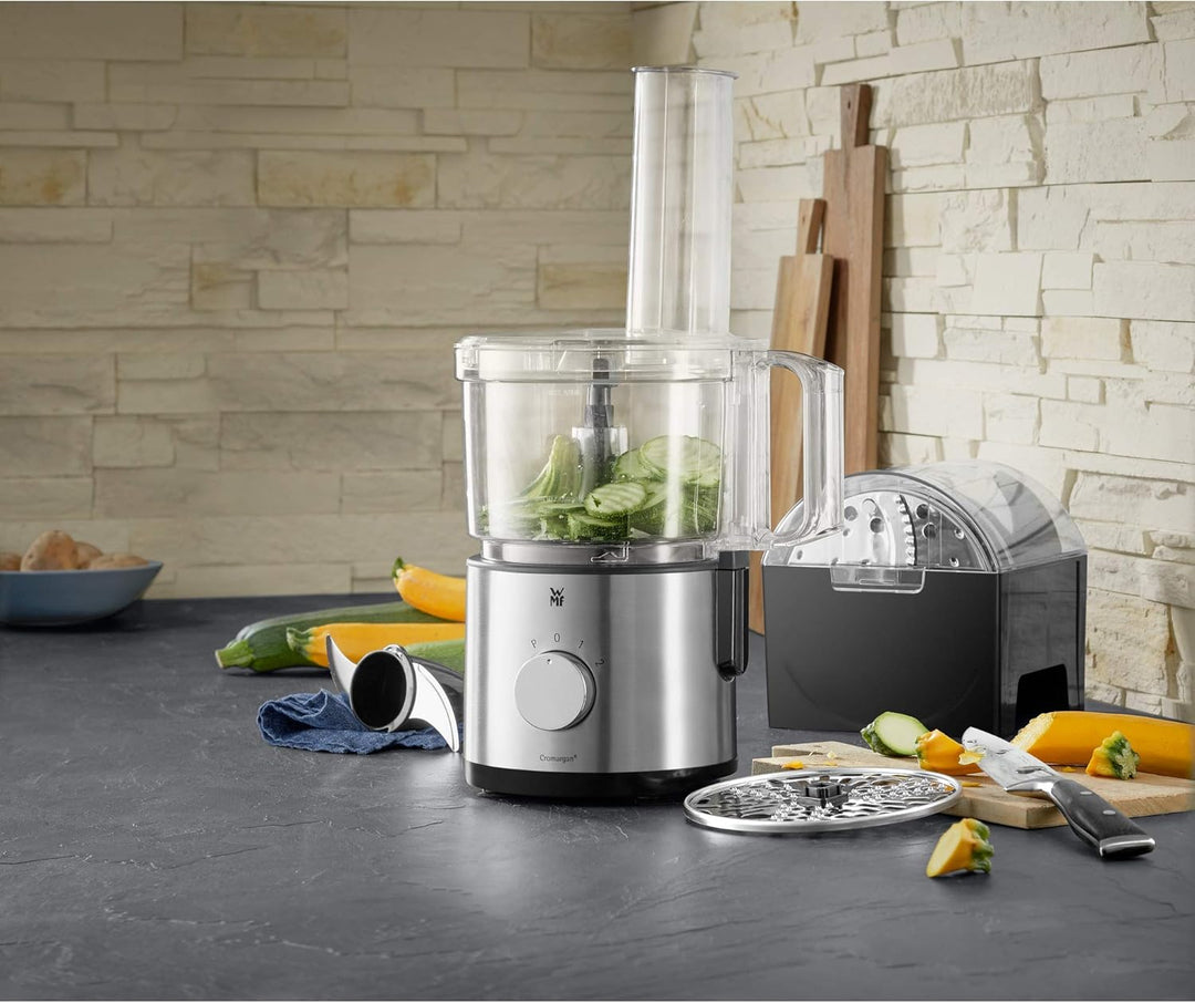 WMF Kult X Edition Küchenmaschine Zerkleinerer mit 5 Zubehör-Scheiben, Knetmesser, Stopfen, Edelstah