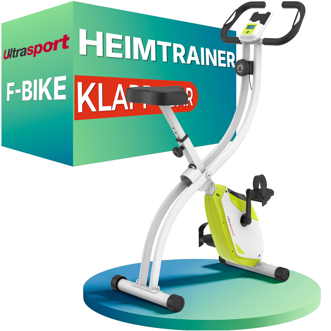 Ultrasport F-Bike 150/200, Heimtrainer, 8 Widerstandsstufen, Tablethalterung, Handpulssensoren, falt