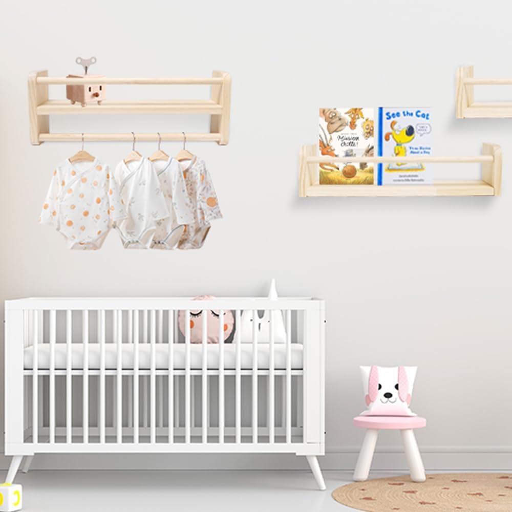 3Stück 40cm Bücherregal Kinder Wand Set Bücherregal Holz Wandregal Massiv Kiefer Schweberegale Schwe