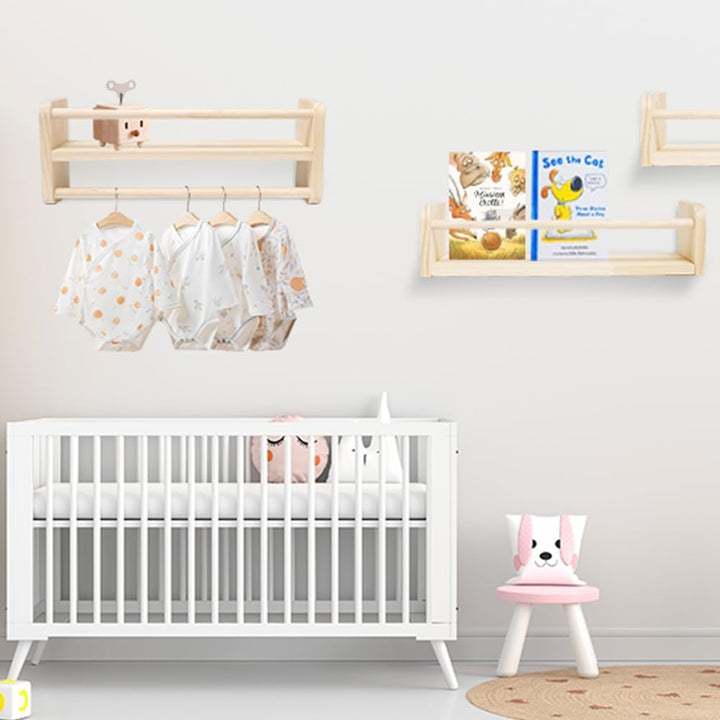 3Stück 40cm Bücherregal Kinder Wand Set Bücherregal Holz Wandregal Massiv Kiefer Schweberegale Schwe