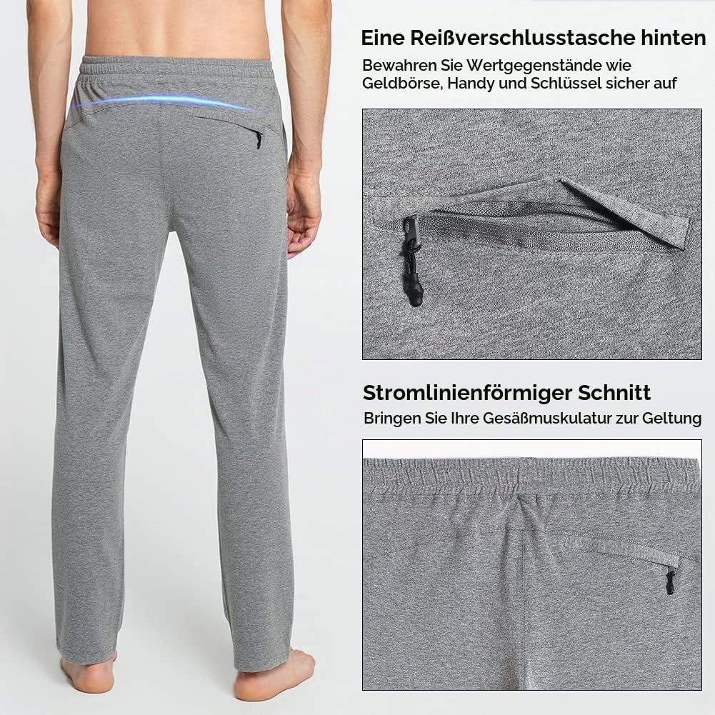 MaaMgic Herren Leichte Yogahose Jogginghose Baumwolle atmungsaktiv Trainingshose XXL Hellgrau, XXL H