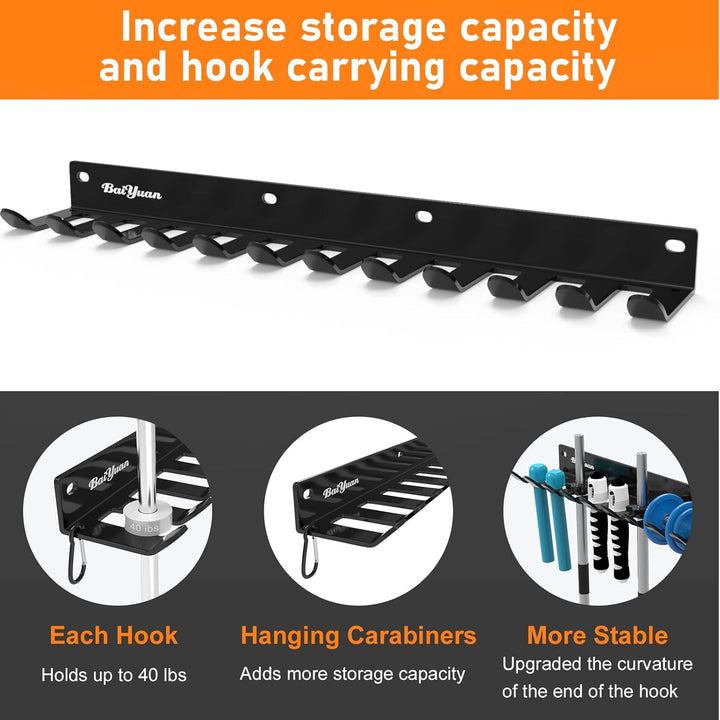 Home Gym Aufbewahrungsregal – 12 Haken Heavy Duty Gym Rack Organizer, Mehrzweck-Workout-Ausrüstung,
