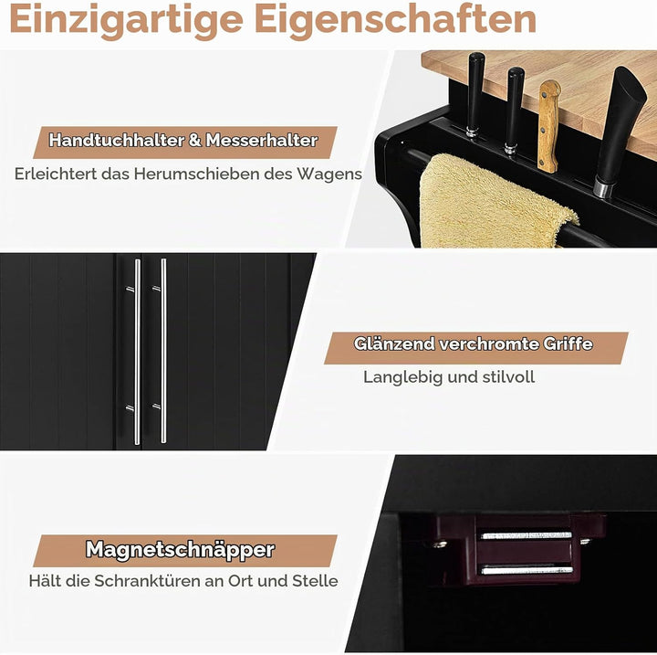 GOPLUS Küchenwagen auf Rollen, Mobile Kücheninsel mit 6 Fächer &amp; 2 Schubladen, Verstellbaren Ablagen