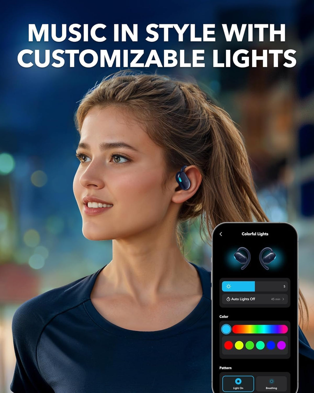 soundcore Anker V20i Open-Ear Headphones, Adjustable Ear Hooks, Noise-Free Calls, IP55, LED, 36 Hour
