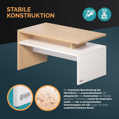 Casaria® Couchtisch mit Ablage Stauraum 92x51x48 cm Kratzfest Holz 50kg Belastbarkeit Modern Gross W