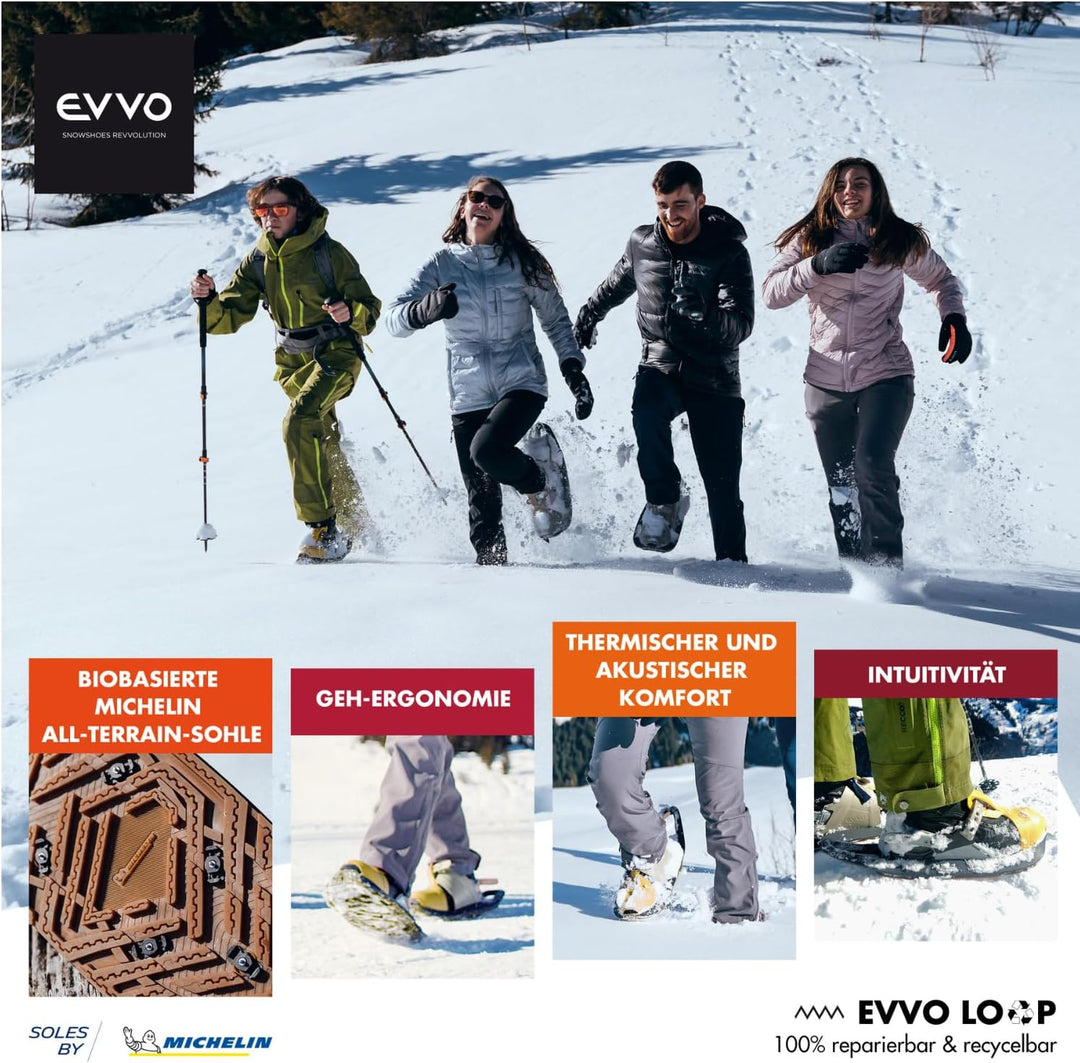 EVVO - TOREE - Schneeschuh Made in France mit Michelin® Biosourced90® genagelten Einlegesohlen, vers