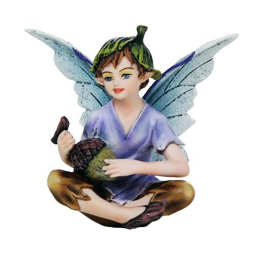 Pacific Giftware Fairy Garden Flower Boy Fairy with Acorn Decorative Mini Garden of Enchantment Figu
