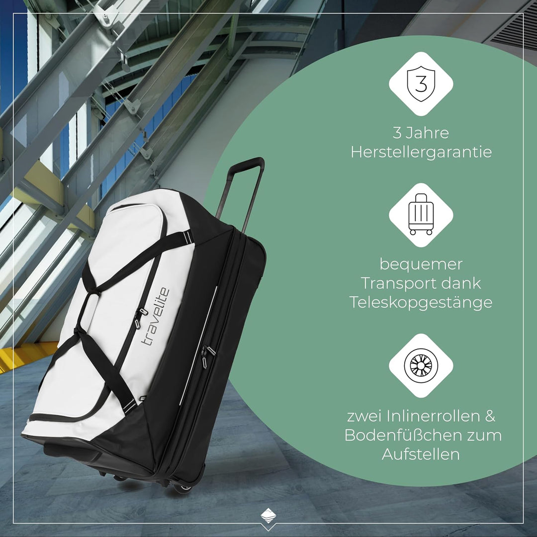 Travelite Trolley Reisetasche mit Rollen aus wasserabweisendem Material, Basics Weichgepäck Rolltasc