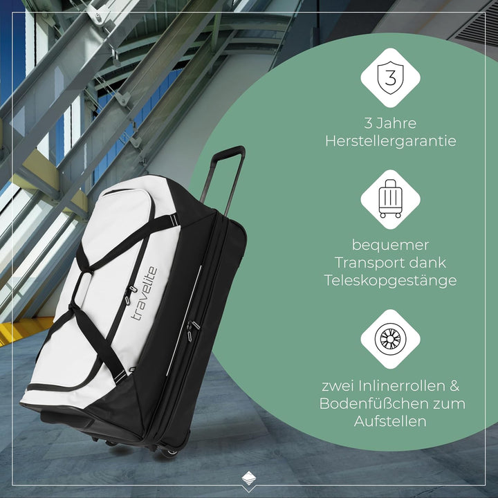 Travelite Trolley Reisetasche mit Rollen aus wasserabweisendem Material, Basics Weichgepäck Rolltasc