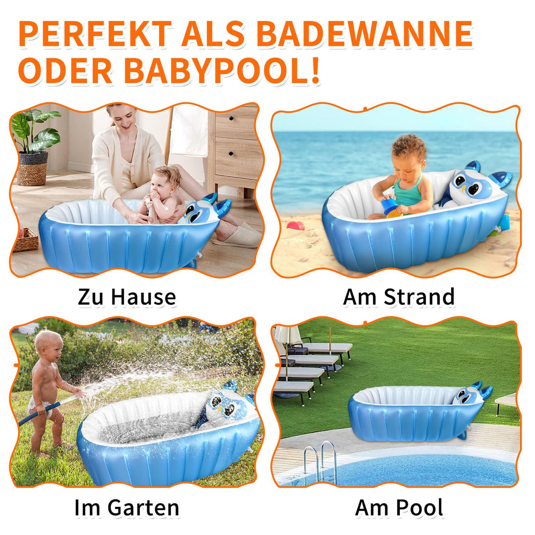 Aufblasbare Badewanne, Kinderbadewanne, Rutschfester Babypool zum Sitzen, Faltbarer Duschbecken für