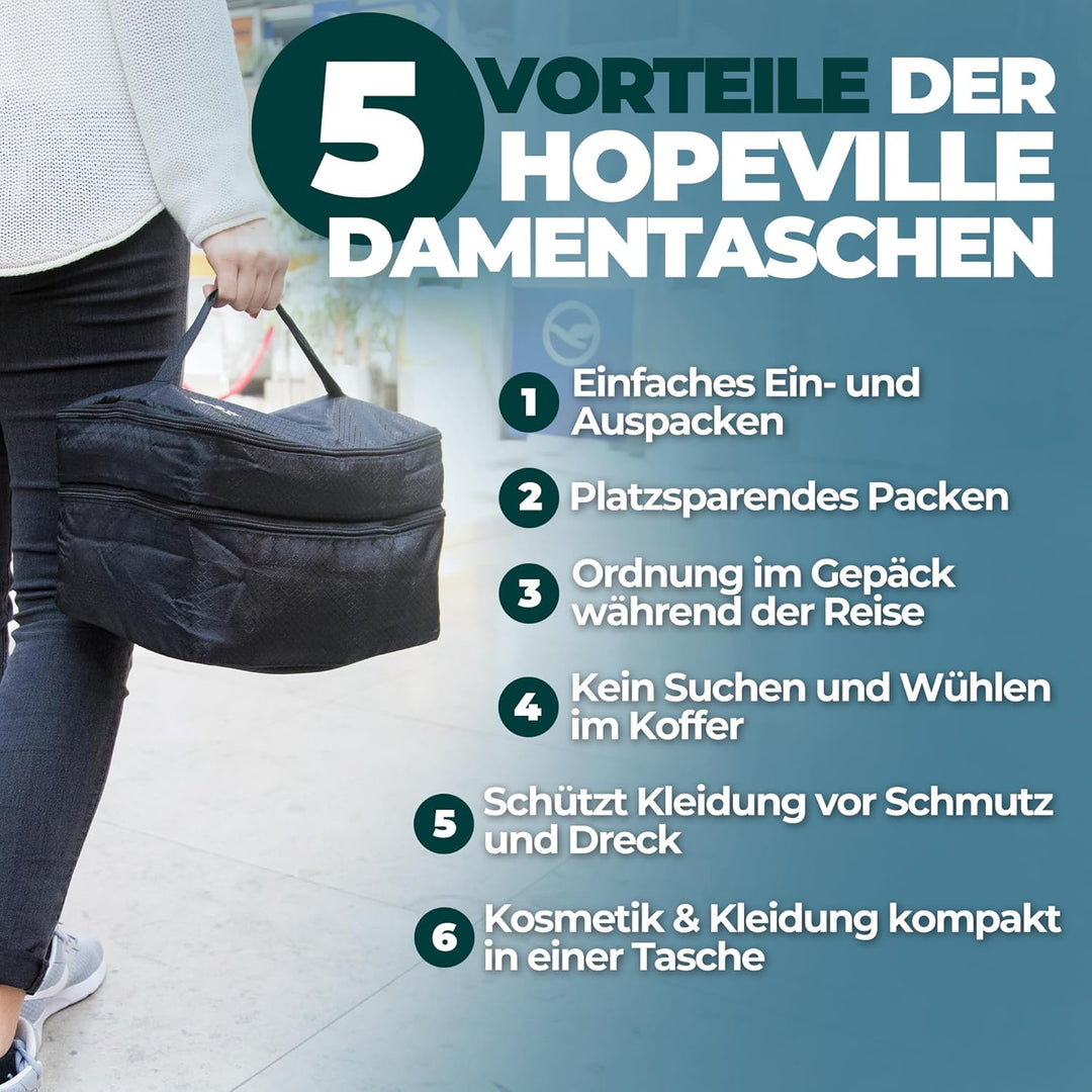 Extra grosser Reise Organizer für Damen, Premium Kosmetiktasche und Kulturtasche für Unterwäsche, Ko