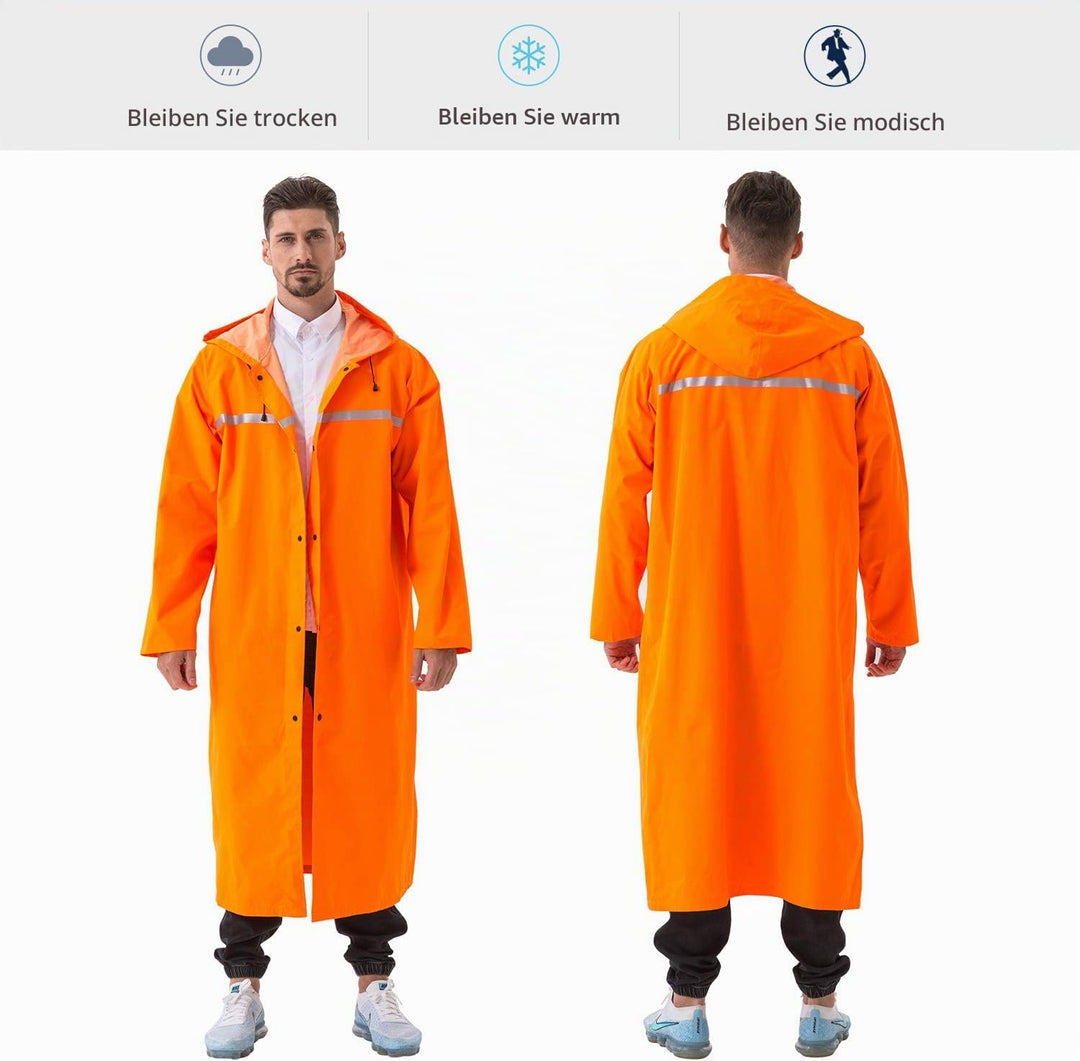 ioutdoor Regenmantel 100% Wasserdicht, der Extra Lange Regenschutz mit Taschen/Reflexstreifen/Kordel