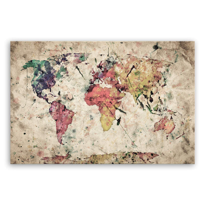 ge Bildet Bild auf Leinwand | Weltkarte Retro in Vintage Deko - B in 120x80 cm als Wandbild XXL | Wa