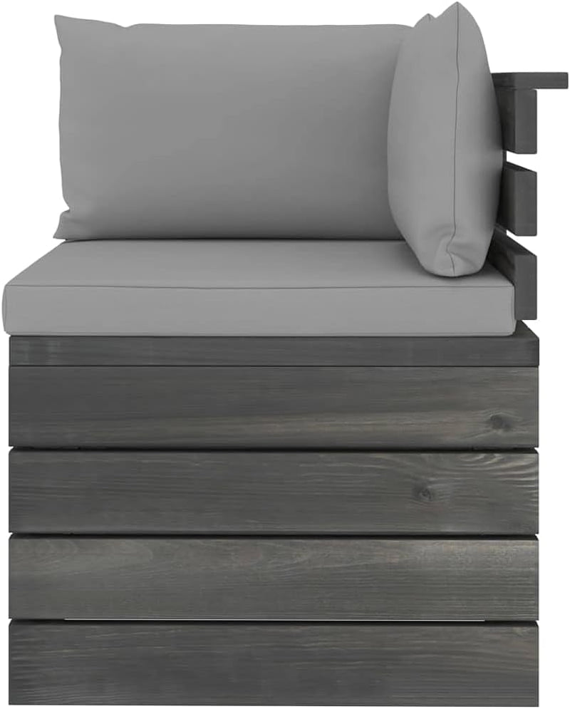 vidaXL Kiefernholz Garten Ecksofa mit Kissen Palettenkissen Sofa Palettensofa Palettenmöbel Sessel E
