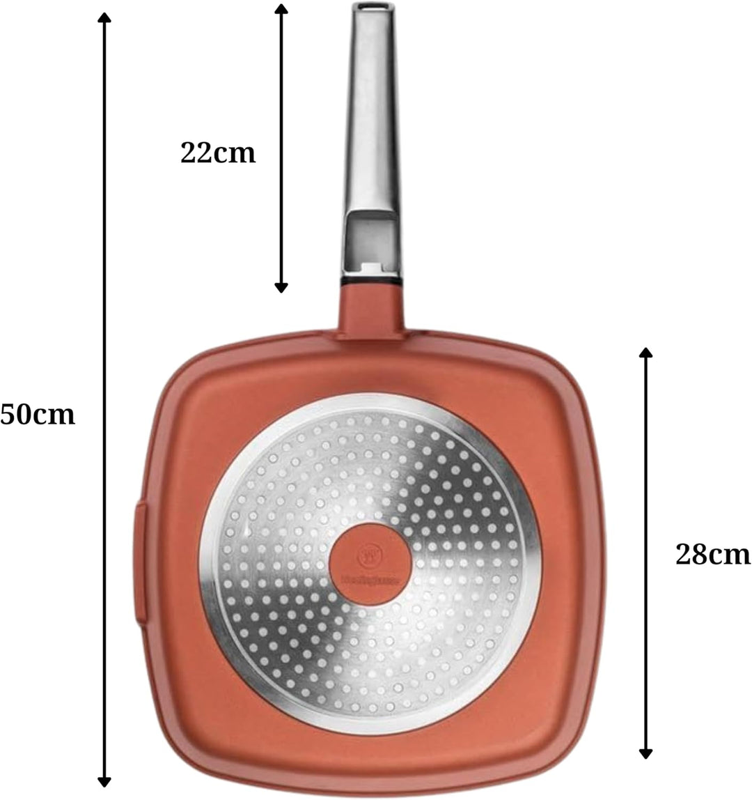 Westinghouse PERFORMANCE SERIES Grillpfanne, Grosse Bratpfanne 28 cm mit Edelstahl-Griff für Indukti