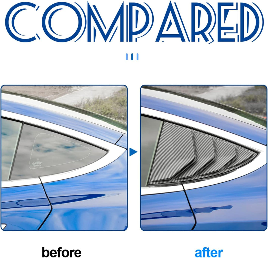 KUNGKIC Rear Side Window Louvers,Air Vent Scoop Louvers for Tesla Model 3 2017-2024,Window Scoop Lou