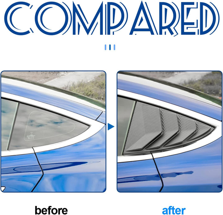 KUNGKIC Rear Side Window Louvers,Air Vent Scoop Louvers for Tesla Model 3 2017-2024,Window Scoop Lou