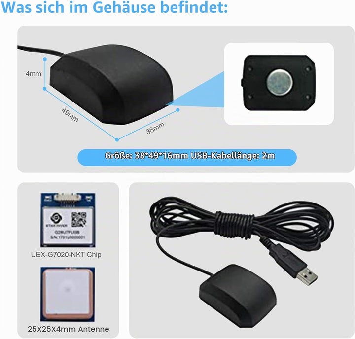 ARCELI VK-162 G-Maus USB-GPS-Dongle-Navigationsmodul, Externe GPS-Antenne USB-GPS-Empfänger mit Fern