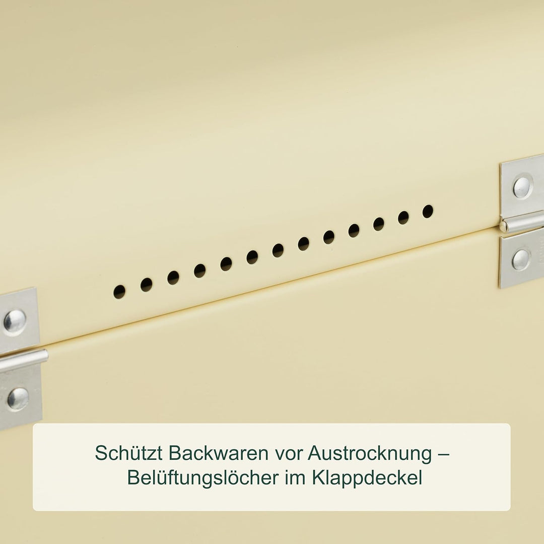 Relaxdays Brotkasten, Brotbox mit Deckel & Griff, HBT: 17x42x24 cm, Brot aufbewahren, Brotkiste Retr