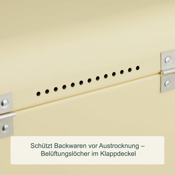 Relaxdays Brotkasten, Brotbox mit Deckel & Griff, HBT: 17x42x24 cm, Brot aufbewahren, Brotkiste Retr