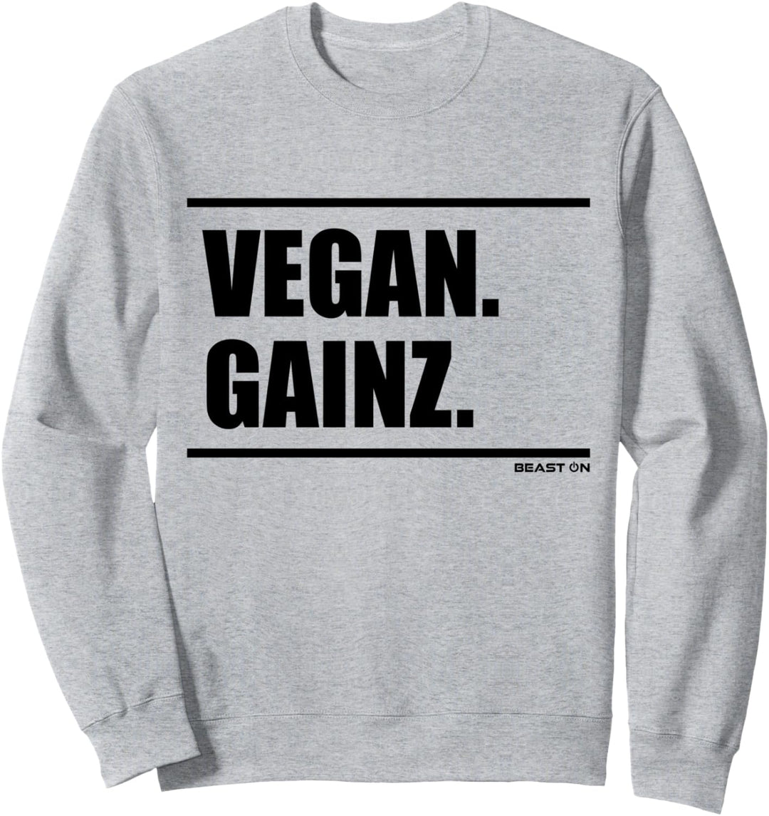 Vegan Gainz Beast On Fitness Gym Motivation Workout weisses Sweatshirt
