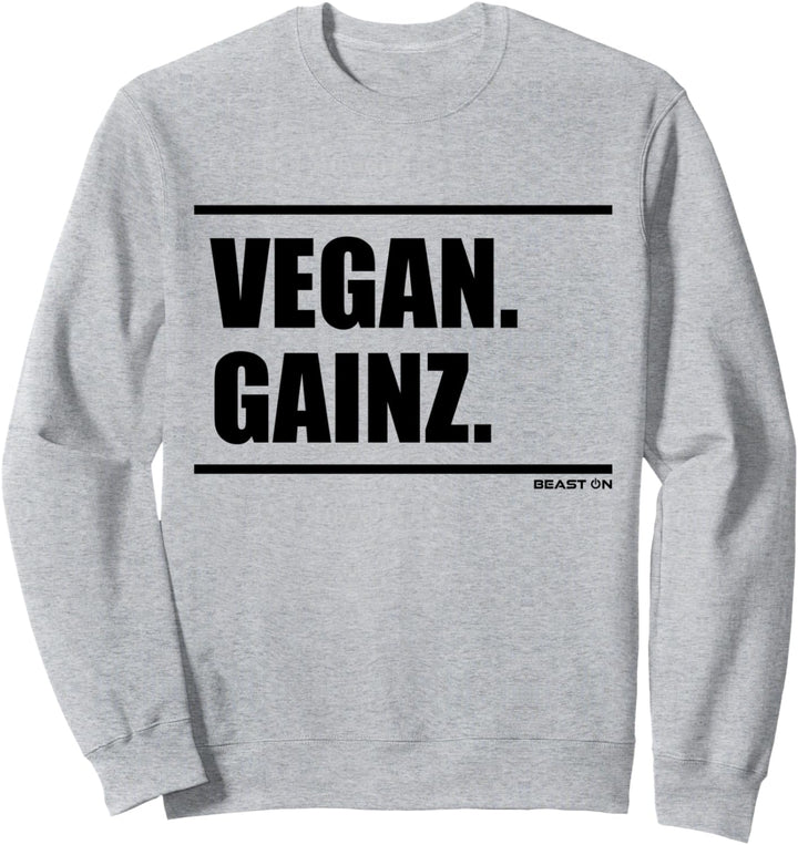 Vegan Gainz Beast On Fitness Gym Motivation Workout weisses Sweatshirt