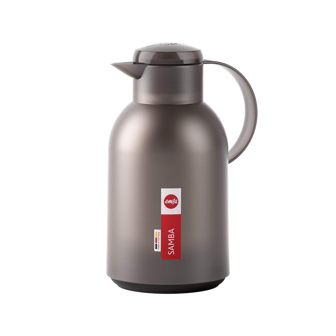 Emsa N40122 Samba Isolierkanne |1,5 Liter | Quick Press Verschluss | 12h heiss und 24h kalt | Transl