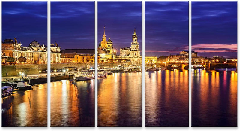 Bild Bilder auf Leinwand Dresden Deutschland innerstädtische Skyline an der Elbe Wandbild Poster Lei