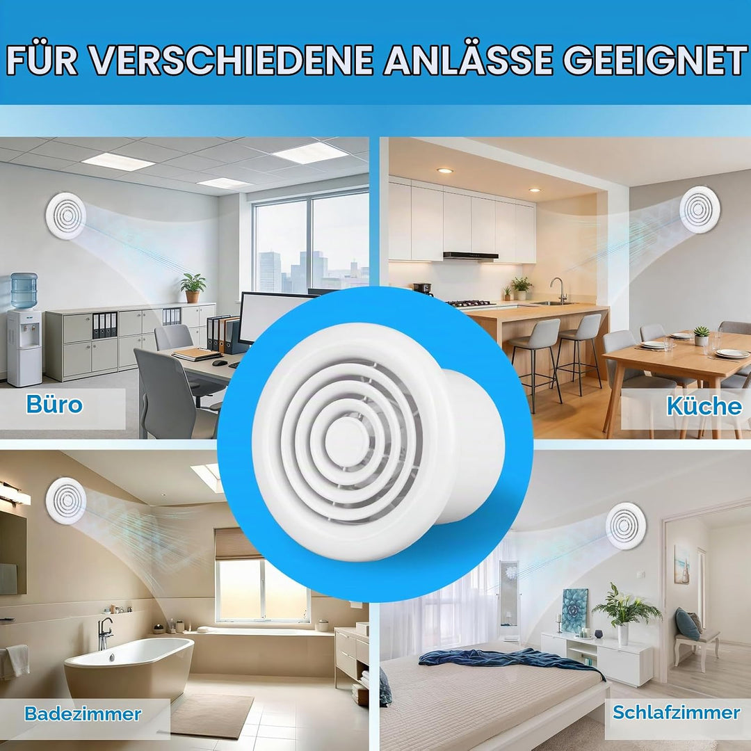 FanGoFast Badlüfter 100mm, Abluftventilator Leiser mit Rücklaufklappe, 120m³/h, 14W Leistungsstarke