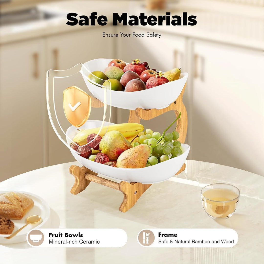 Obst Etagere Keramik Obstschale mit 2 Etagen Keramik Obstteller 2 Ebenen ObstEtagere Obstschale Etag