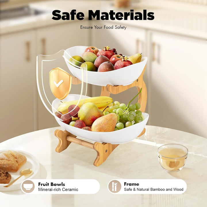 Obst Etagere Keramik Obstschale mit 2 Etagen Keramik Obstteller 2 Ebenen ObstEtagere Obstschale Etag