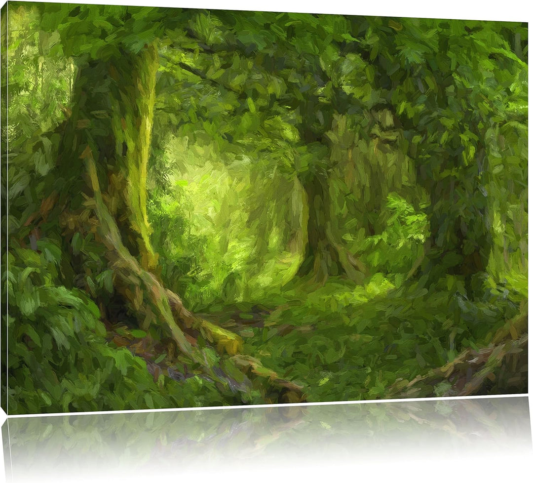 Pixxprint Dschungel im Regenwald als Leinwandbild/Grösse: 100x70 cm/Wandbild/Kunstdruck/fertig bespa