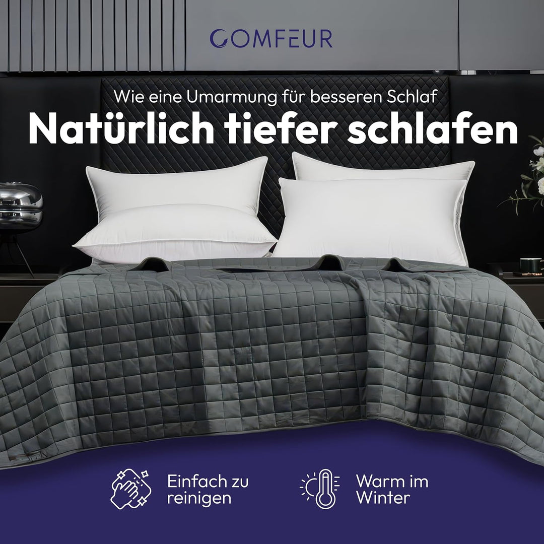 Gewichtsdecke 150 x 210 cm 7 kg, Bettdecke schwer – Anti-Stress Therapie Decke mit Glasdruck-Verteil
