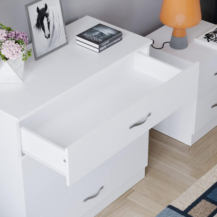 Vida Designs, weisse Kommode mit 4 Schubladen und Metallgriffen, Schlafzimmermöbel, Weiß