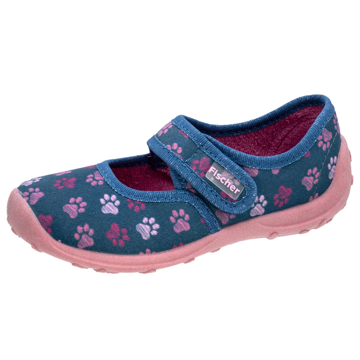 Fischer Kinder Hausschuh Mädchen Mary Jane Ballerina Glitzer Stern 632344 25 EU Blaurosa, 25 EU Blau