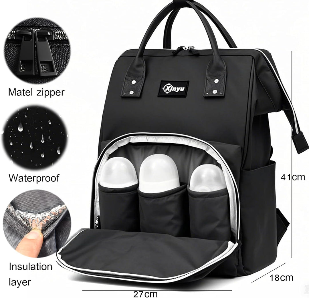Bestele Baby Wickelrucksäcke, Wasserfester Windelrucksack mit Isolierten Fächern für Babys, Grosser