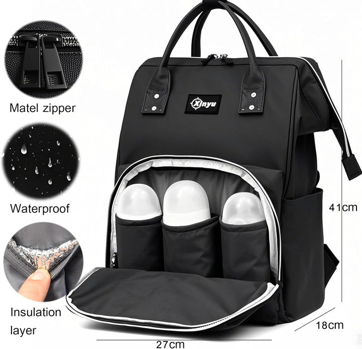 Bestele Baby Wickelrucksäcke, Wasserfester Windelrucksack mit Isolierten Fächern für Babys, Grosser