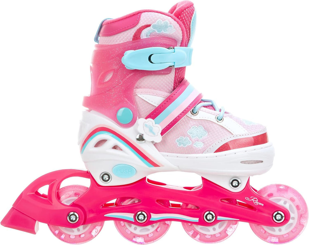 RAVEN 4in1 Inline Skates Triskates Rollschuhe Schlittschuhe Inliner für Kinder Mädchen verstellbar G