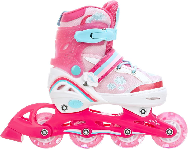 RAVEN 4in1 Inline Skates Triskates Rollschuhe Schlittschuhe Inliner für Kinder Mädchen verstellbar G