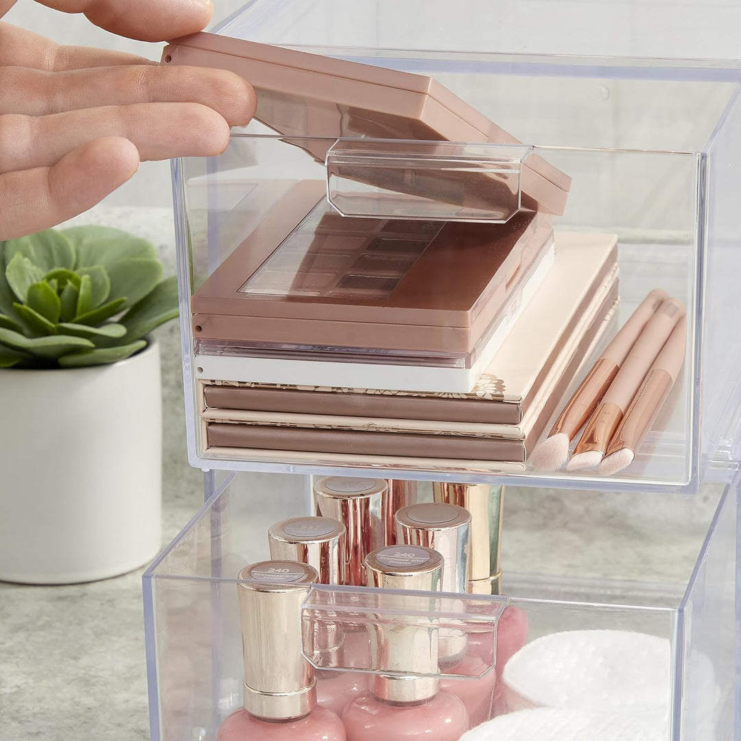 STORi US Acrylic® Audrey 2er-Pack kleine stapelbare Kosmetik-Organizer Schubladen 4-1/2\" Tall Drawe